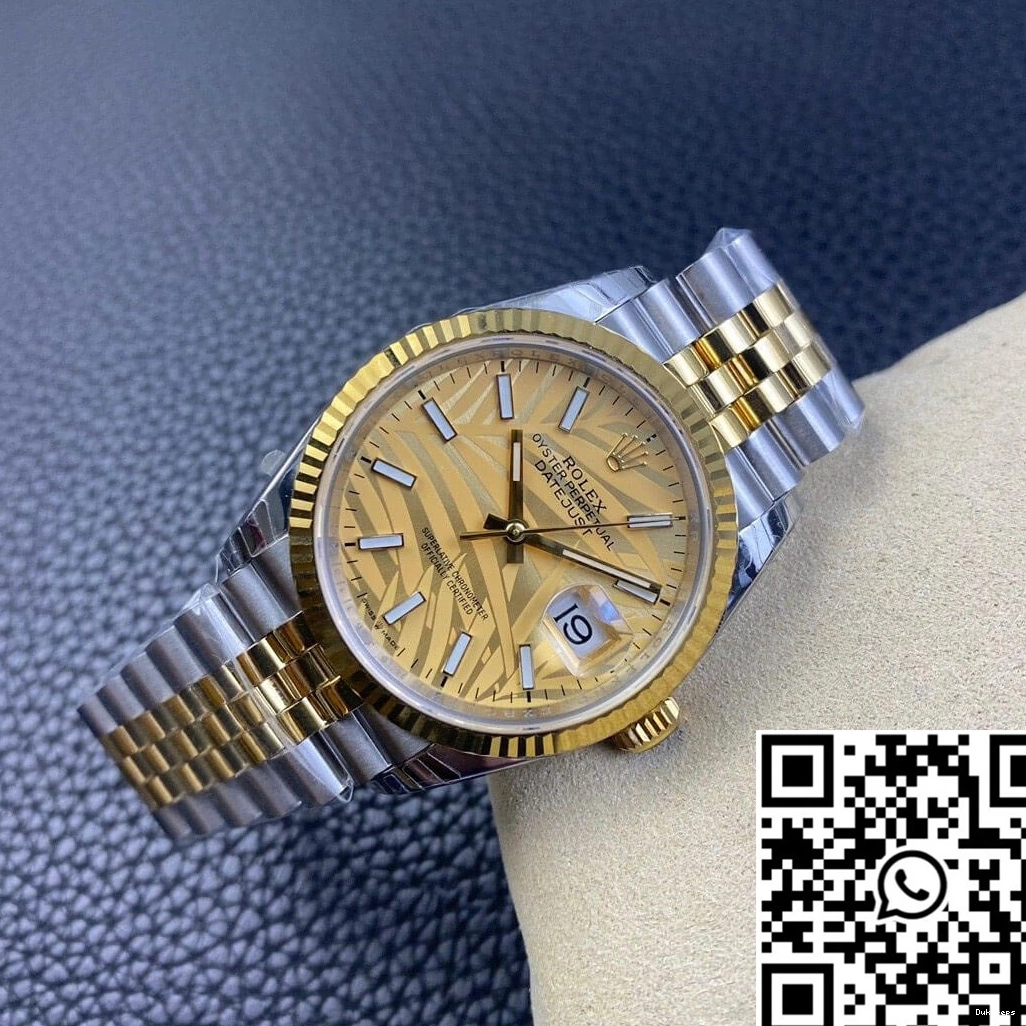M126233-0037 Dial Datejust Factory Vibrant Golden Rolex EW Pattern Palm 703 Leaf 0810